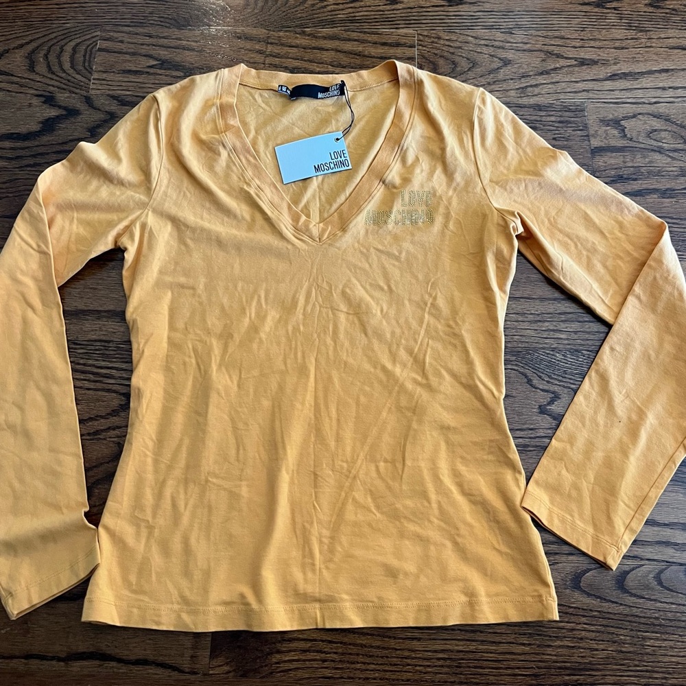 Love Moschino Women's Orange V-Neck Top